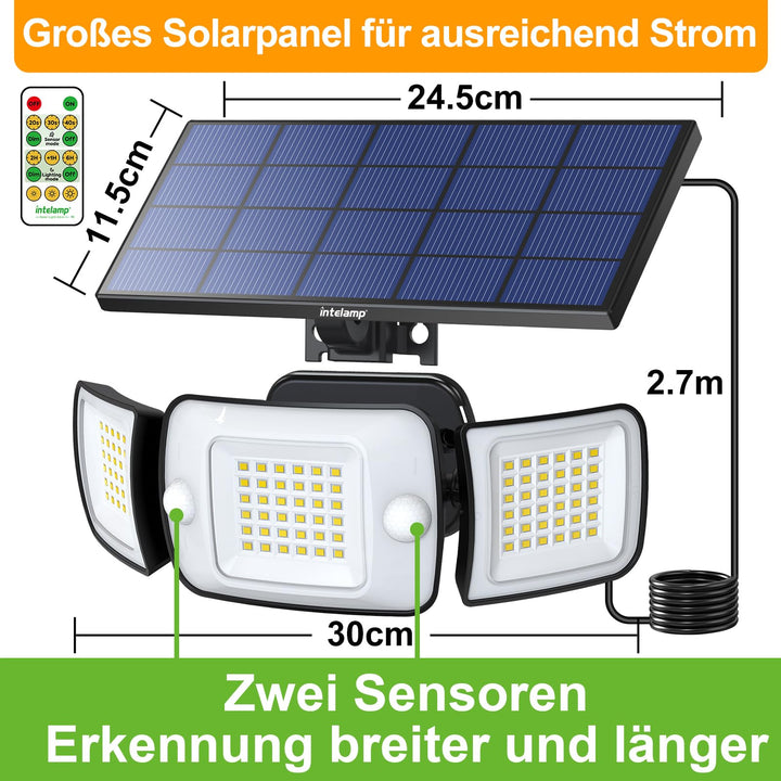 Solar Strahler mit Bewegungsmelder 108 LED 1200lm 270° Weitwinkel - Bild 6