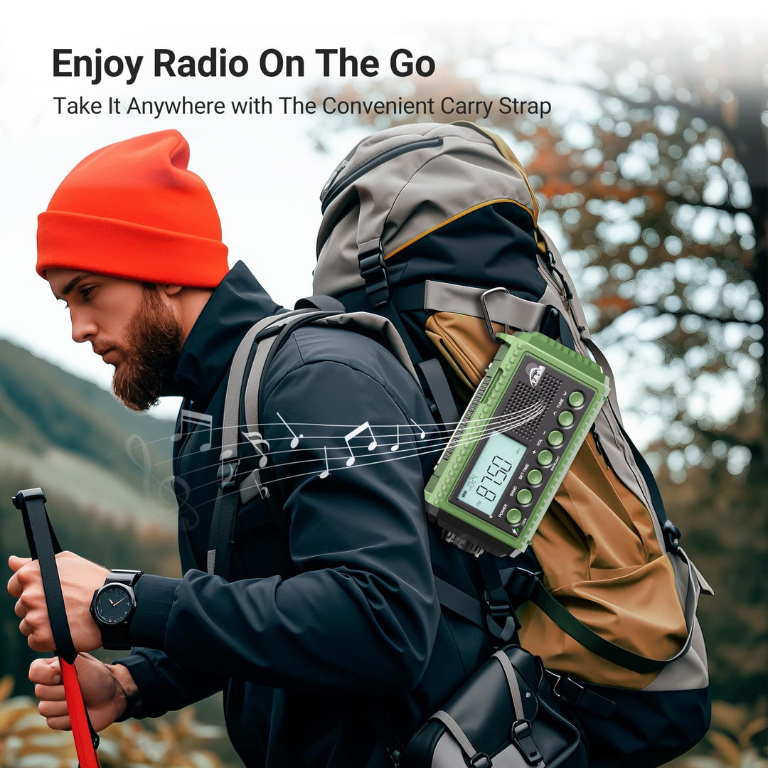 Kurbelradio AM/FM/SW Notfallradio 12000mAh Powerbank Taschenlampe - Bild 7