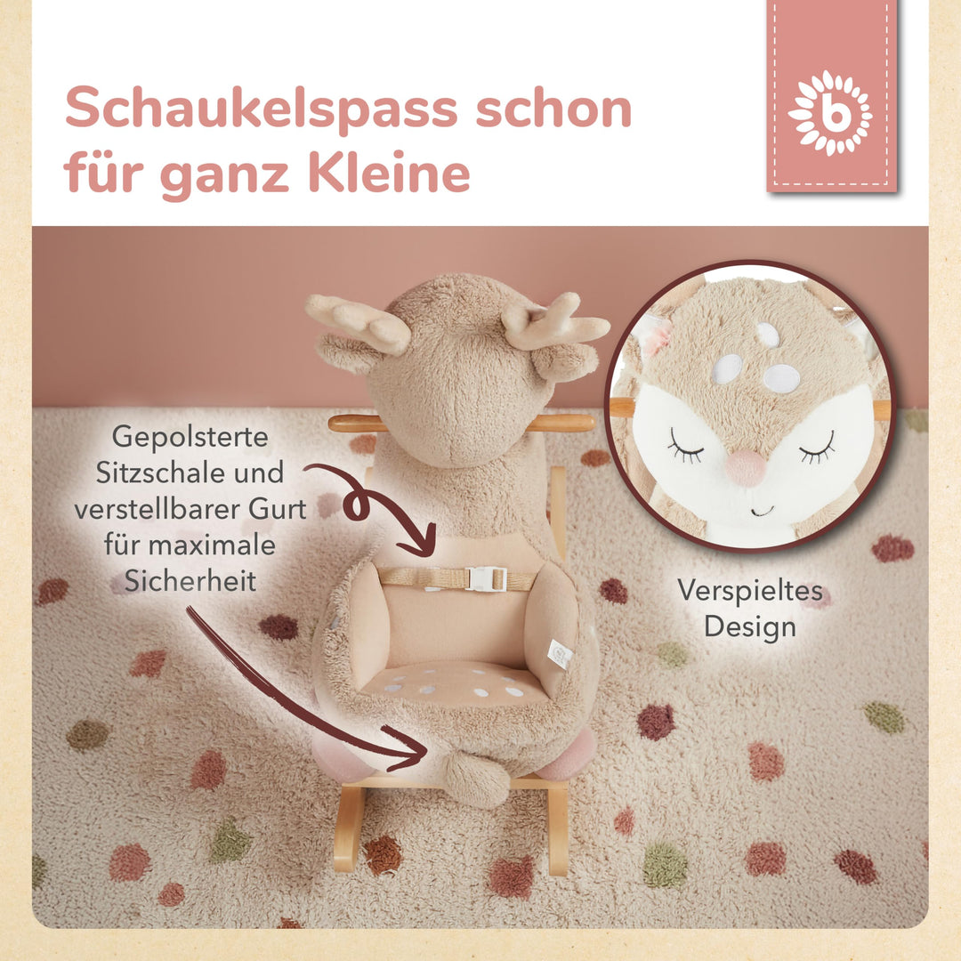 Schaukeltier Reh Plüsch mit Sicherheitsgurt 60 cm ab 9 Monate - Bild 3
