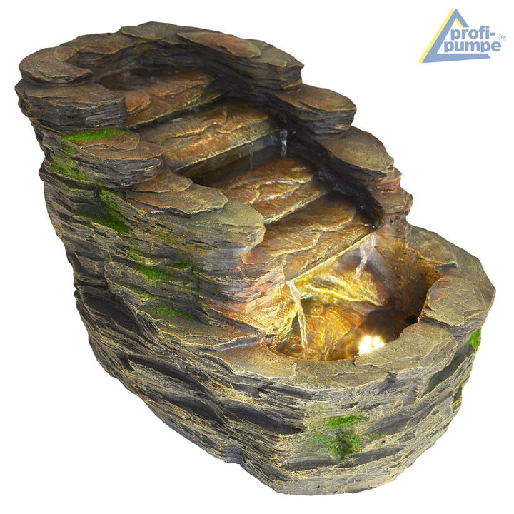 Gartenbrunnen Stein-Kaskade Polyresin mit LED Indoor &amp; Outdoor 58x42x37cm - Bild 4