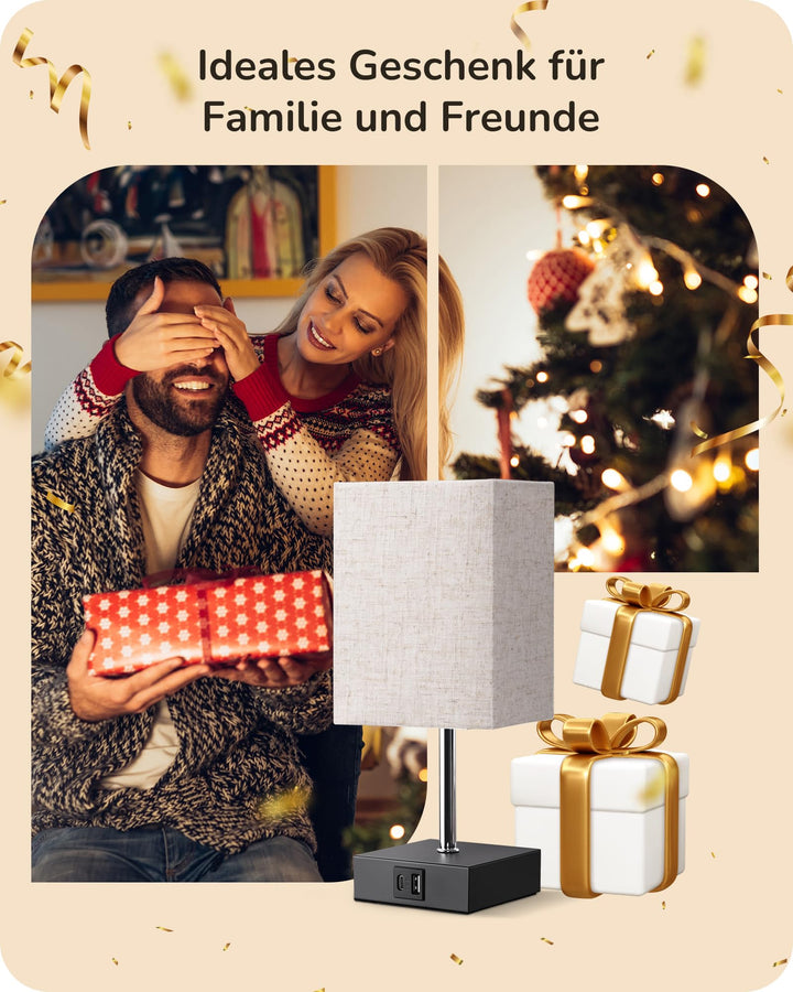 Nachttischlampe Touch-Dimmer 2er Set mit USB-A und USB-C Schwarz - Bild 7