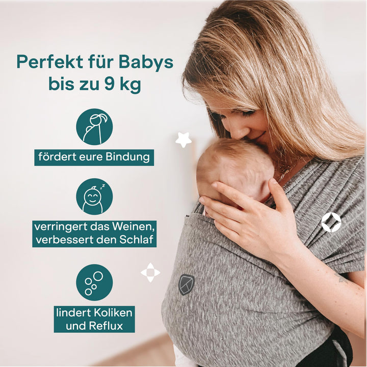 Tragetuch Neugeborene mit Ringverschluss anthrazit bis 9 kg - Bild 4