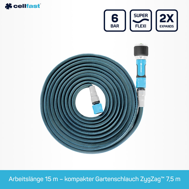 Gartenschlauch-Set dehnbar 7,5–15 m mit Rasensprenger und Lanze - Bild 3