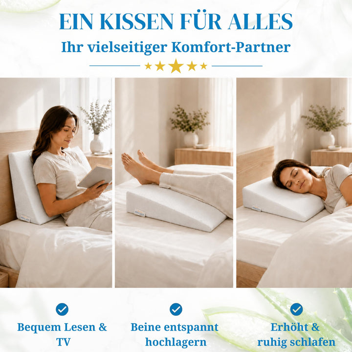 Bettkeil Schaumstoff 90x45x15 cm mit Aloe-Vera-Bezug waschbar - Bild 4