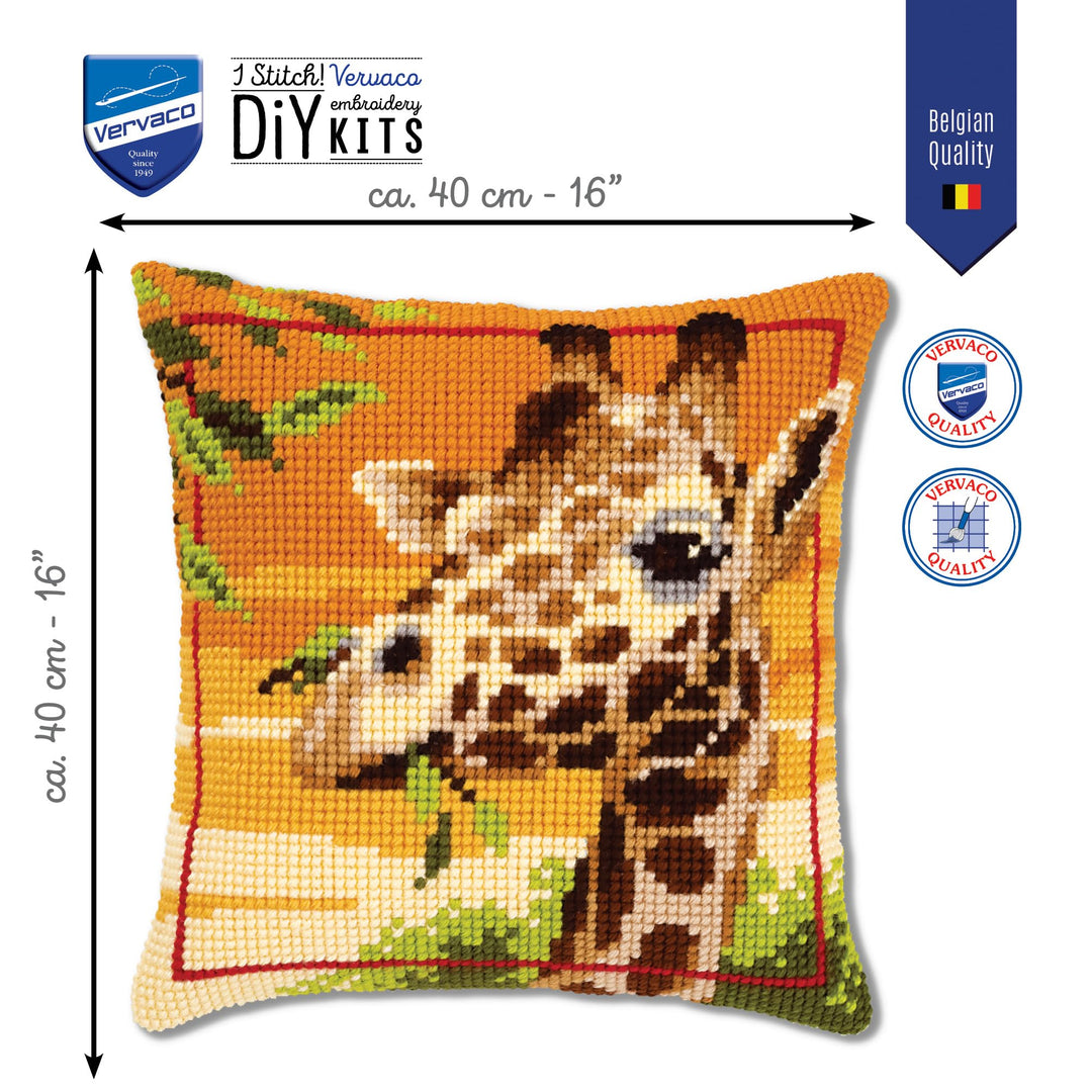 Kreuzstich Stickset Kissen Giraffe vorgedruckt 40x40 cm Anfänger - Bild 2