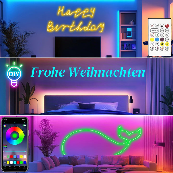 LED Neon Streifen RGB 15 m flexibel mit App &amp; Fernbedienung - Bild 6