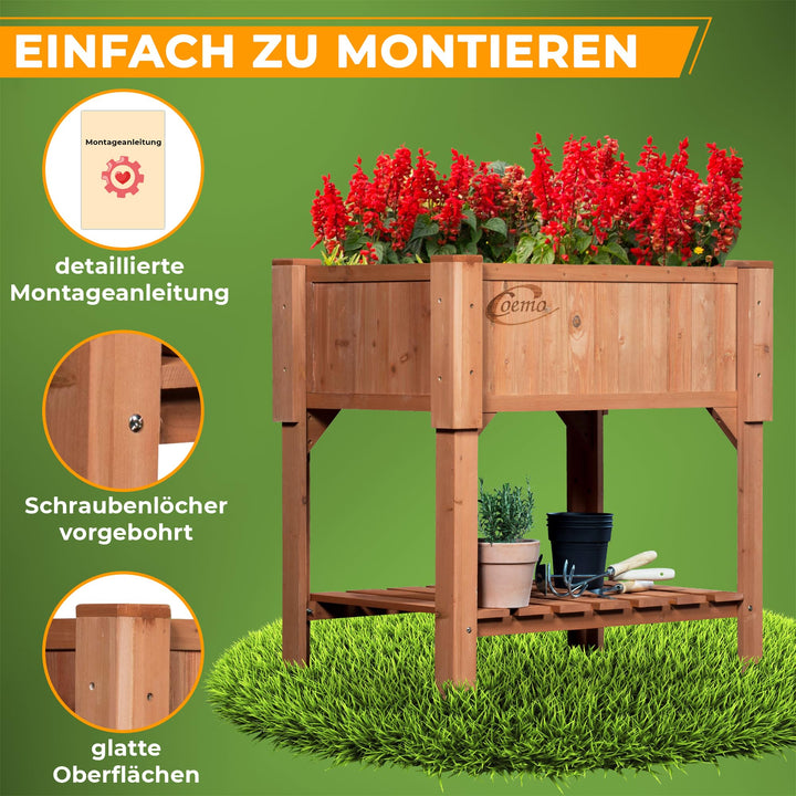 Hochbeet Holz mit Ablageboden 120x60x90 cm für Garten &amp; Terrasse - Bild 3