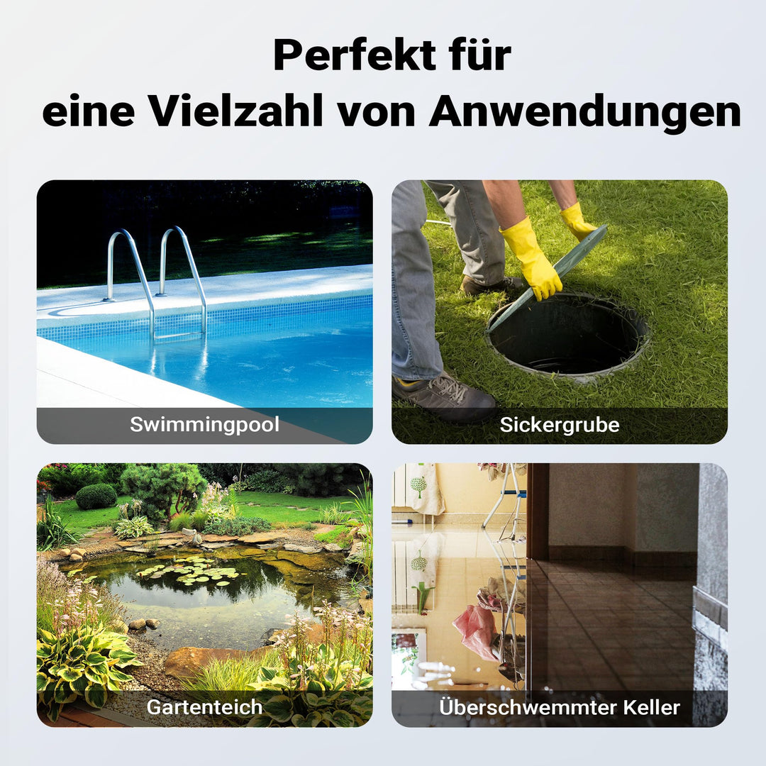 Schmutzwasserpumpe 550 W Tauchpumpe 16.200 l/h mit 20 m Schlauch - Bild 8
