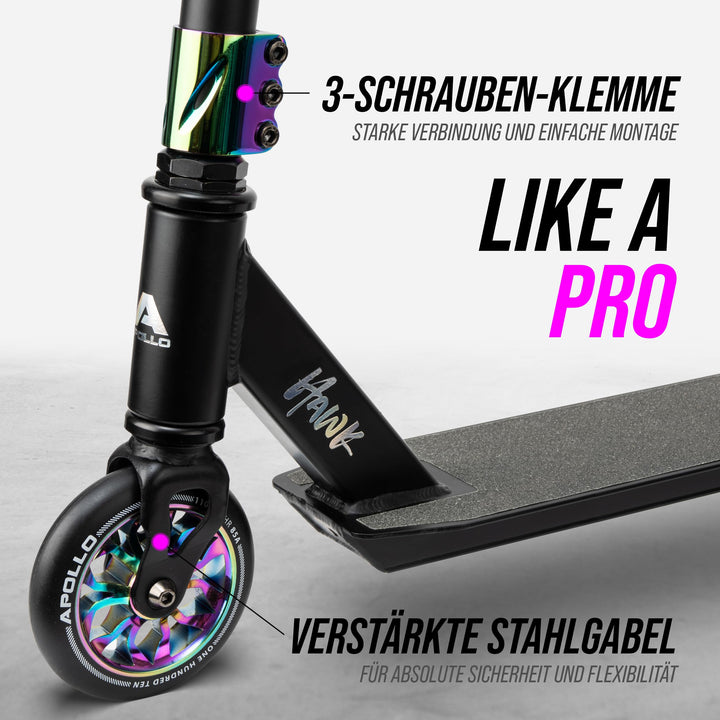 Stunt Scooter Kinder Aluminium 110mm Rollen ABEC 9 Schwarz/Rainbow - Bild 2