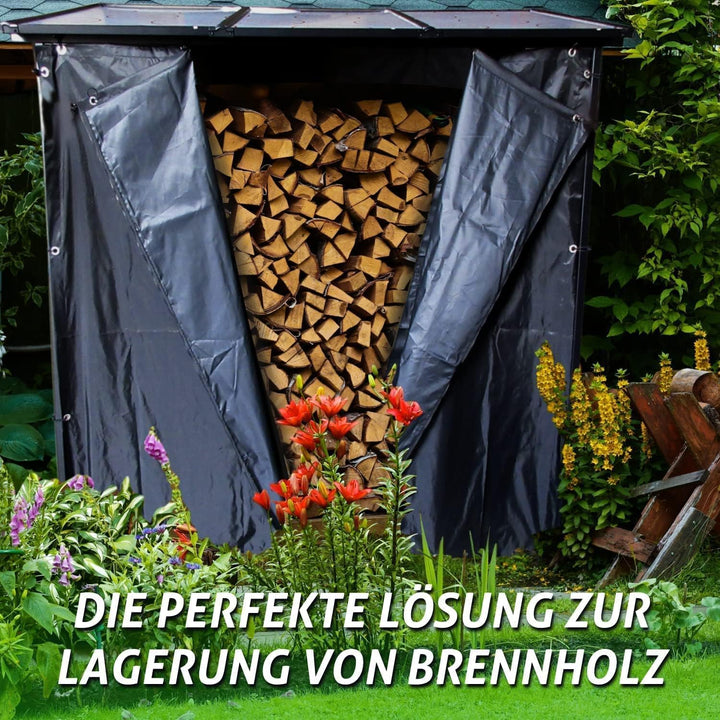 Kaminholzregal XXL Metall mit Dach 185x70x185cm für Garten - Bild 7