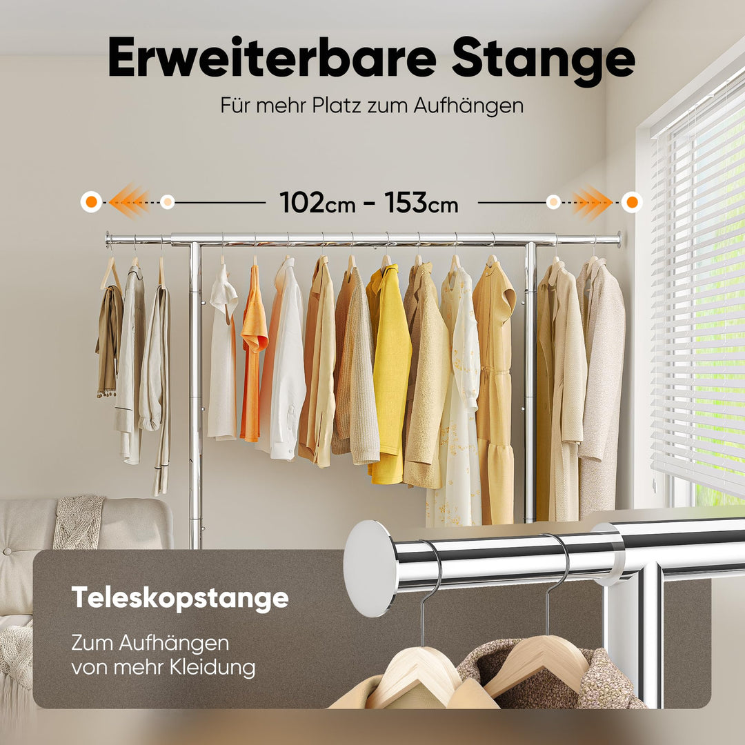 Kleiderständer auf Rollen 3-in-1 Stahl verchromt 136 kg Tragkraft - Bild 4