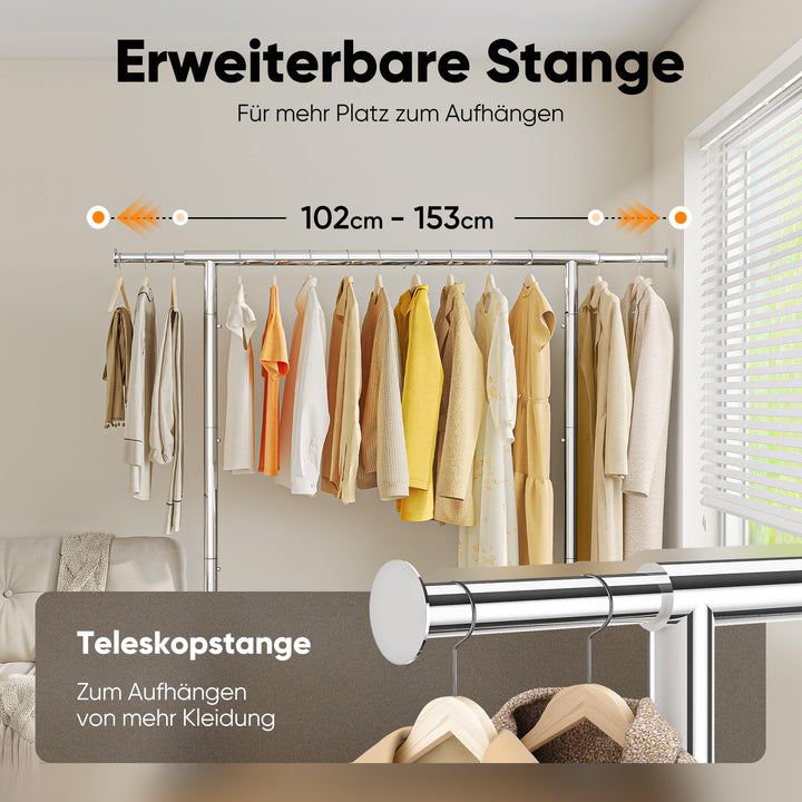 Kleiderständer auf Rollen 3-in-1 Stahl verchromt 136 kg Tragkraft - Bild 4