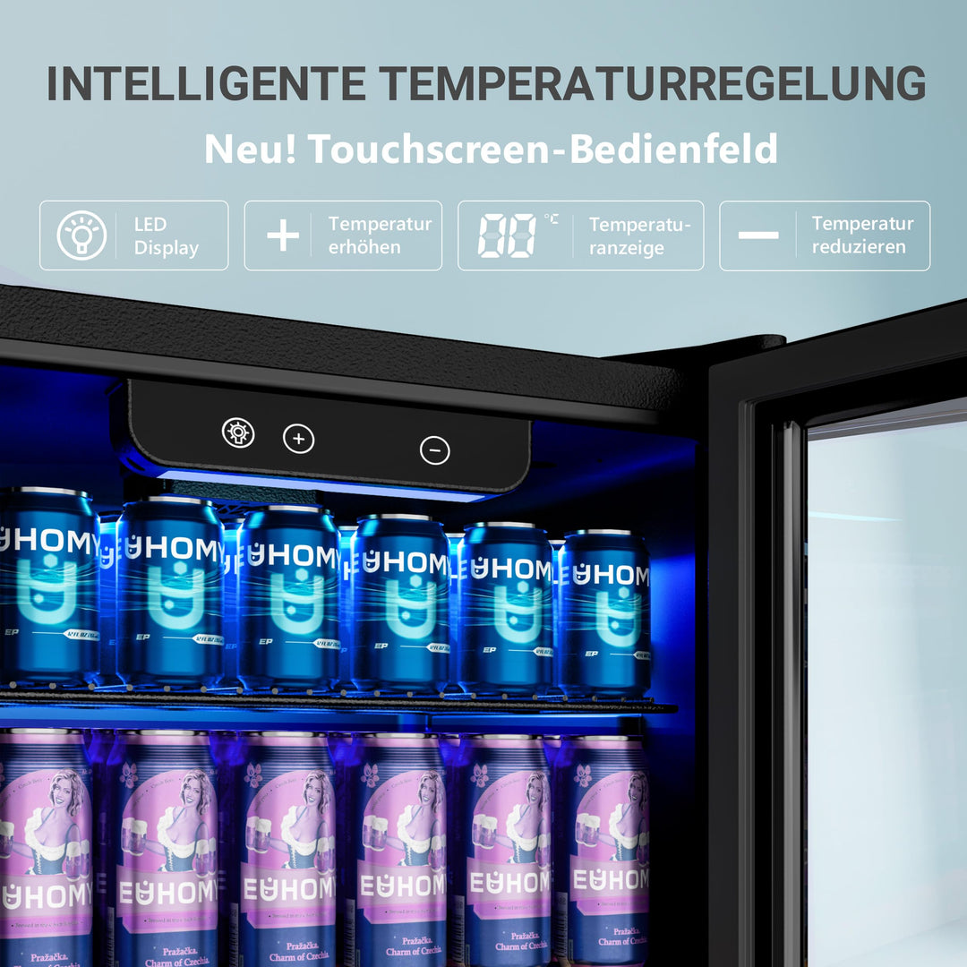Getränkekühlschrank 90L Glastür Schwarz 126 Dosen Kompressor - Bild 4