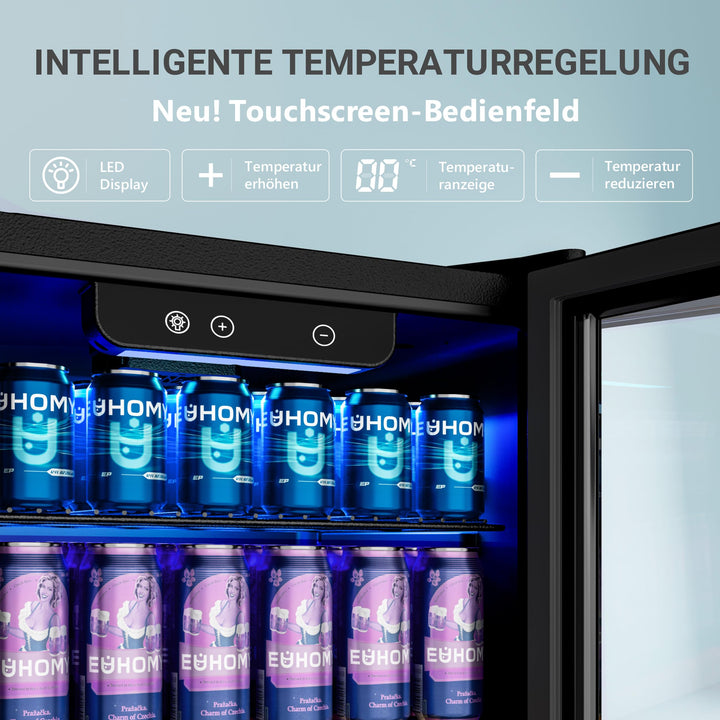 Getränkekühlschrank 90L Glastür Schwarz 126 Dosen Kompressor - Bild 4
