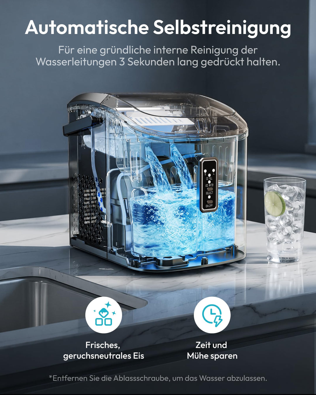 Eiswürfelmaschine Kompakt 9 Würfel in 6 Min 12 kg/Tag selbstreinigend - Bild 7