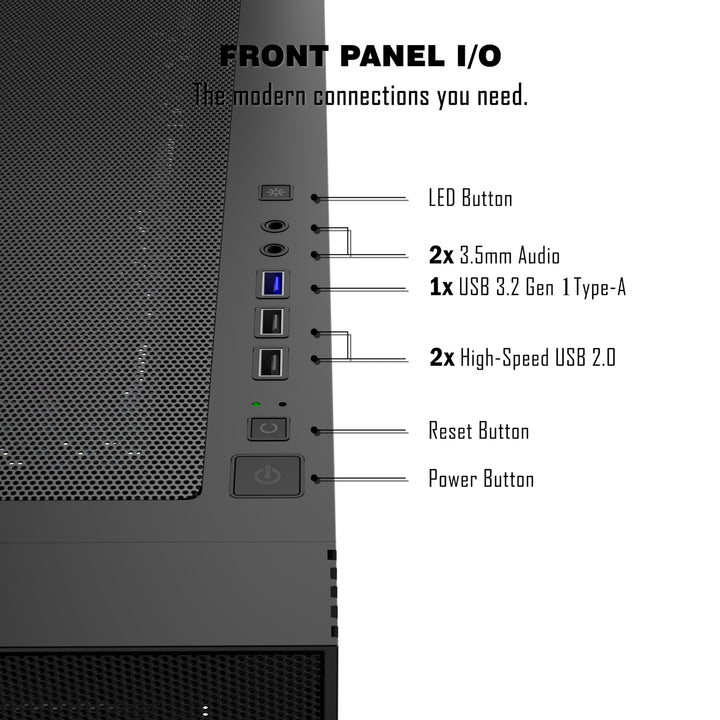 PC Gehäuse Mid Tower ATX Temperglas 3 Lüfter vorinstalliert schwarz - Bild 7