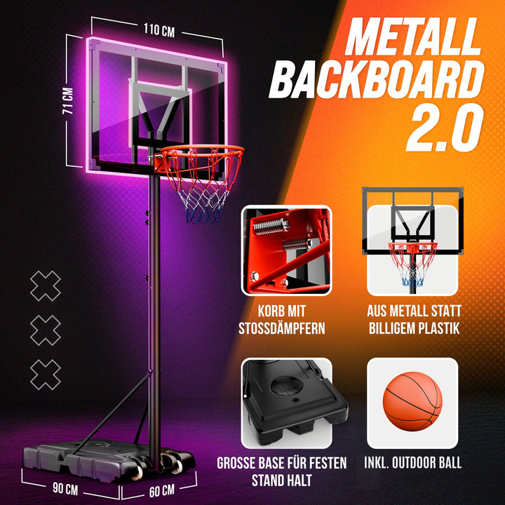 Basketballkorb Outdoor höhenverstellbar 135–305 cm mit Sandsack und Ball - Bild 4