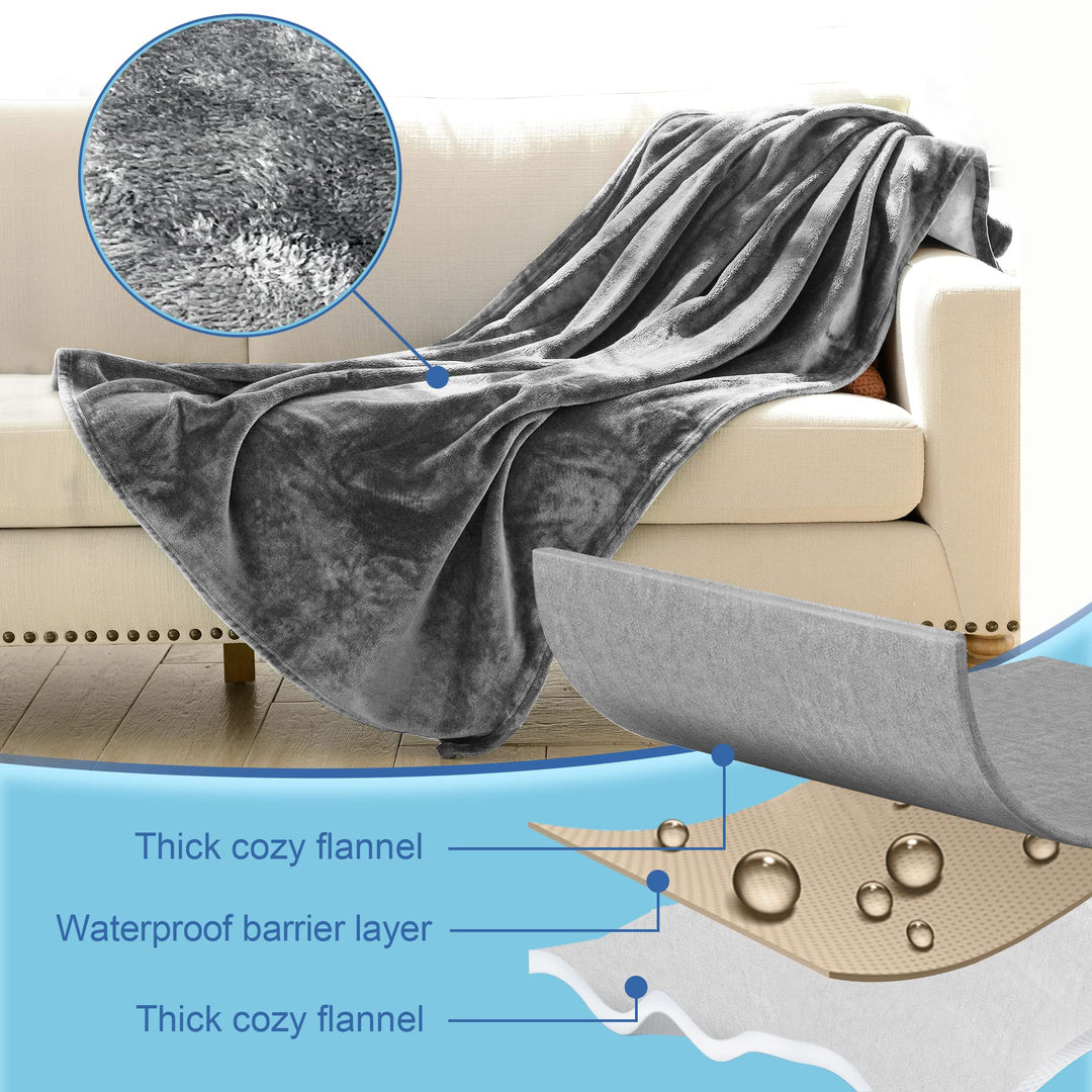 Hundedecke wasserdicht wendbar Flanell 203x229cm Dunkelgrau/Hellgrau - Bild 8
