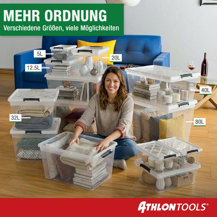 Aufbewahrungsbox mit Deckel 40L Transparent Lebensmittelecht 4er-Set - Bild 9