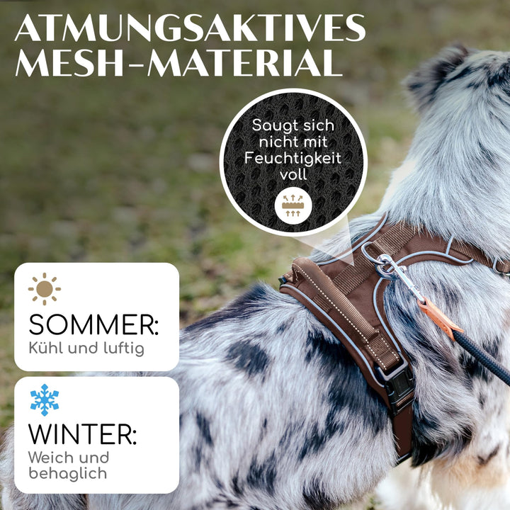 Hundegeschirr Anti-Zug gepolstert Mesh atmungsaktiv mit Reflektoren - Bild 4