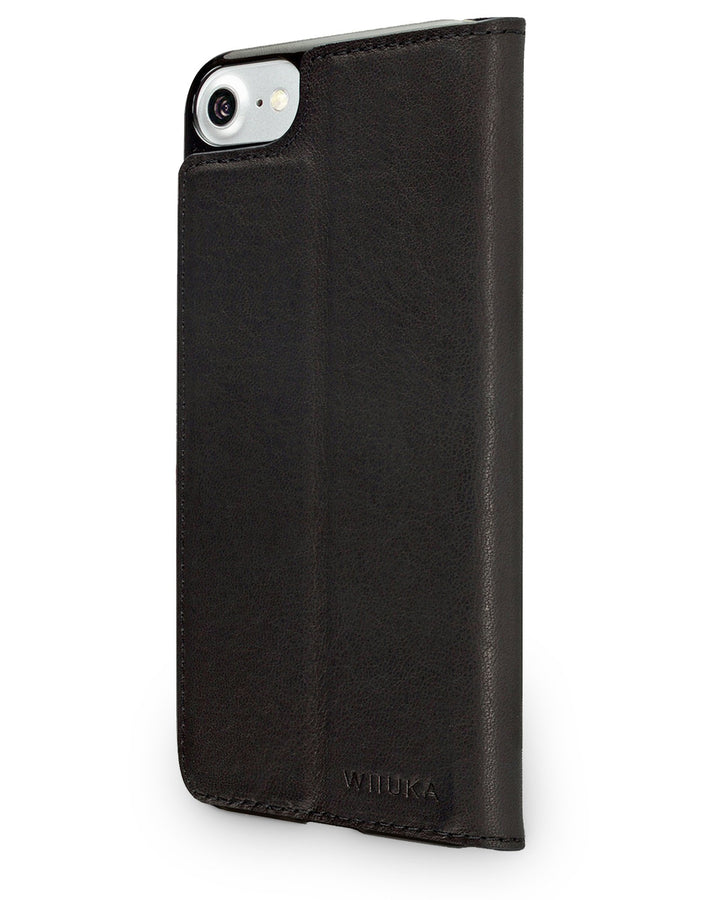 Leder Handytasche iPhone SE 2020 / 8 / 7 Schwarz mit Kartenfach - Bild 6