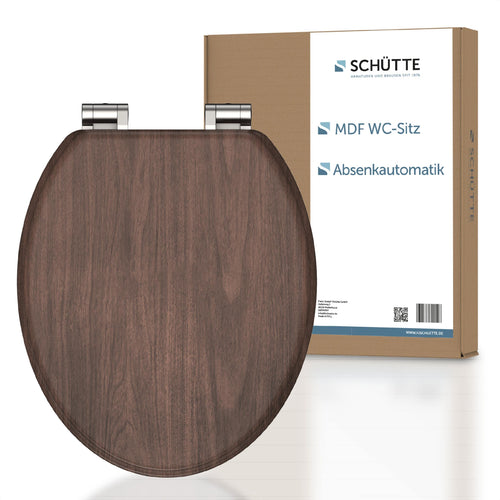 WC-Sitz Holz mit Absenkautomatik Darkwood-Optik universell