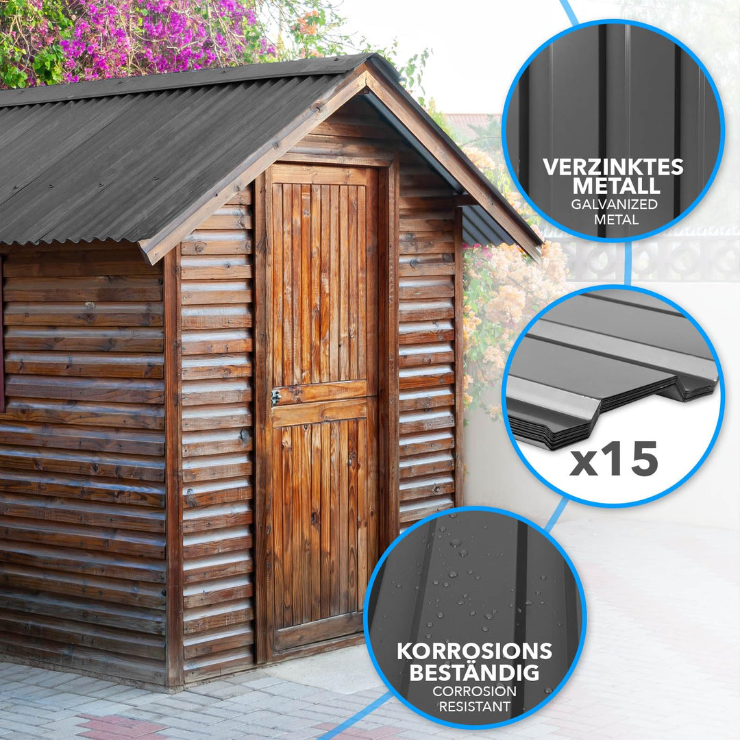 Trapezblech Set 15 Stück Stahl verzinkt 115x45 cm Dach Wand grau - Bild 6