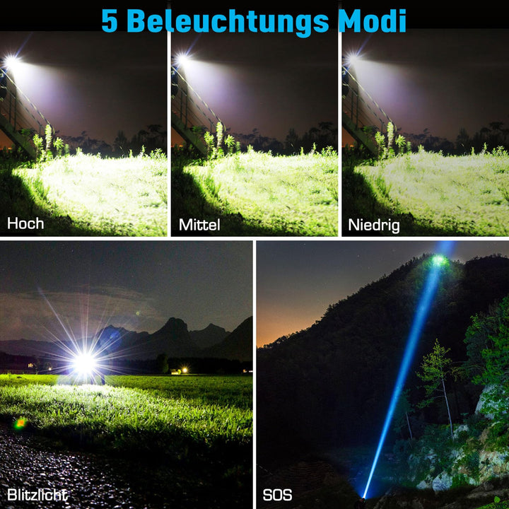 LED Taschenlampe aufladbar 2er-Set XHP70.2 5 Modi IPX7 - Bild 3