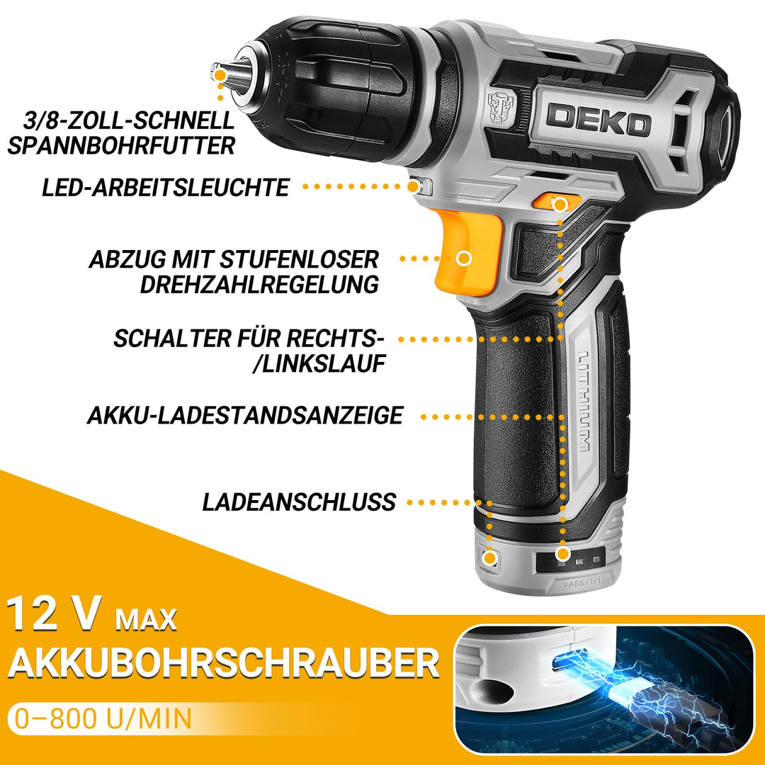 Werkzeugkoffer 133-teilig mit 12V Akkuschrauber für Heimwerker - Bild 4