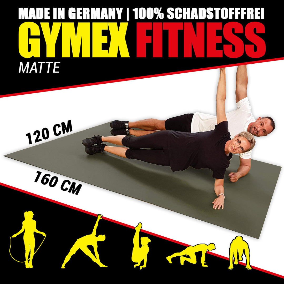 Fitnessmatte XXL rollbar 160x120cm für Yoga &amp; Sport schwarz