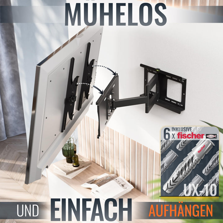 TV Wandhalterung schwenkbar neigbar 40-75 Zoll bis 95 kg VESA 400x400 - Bild 2