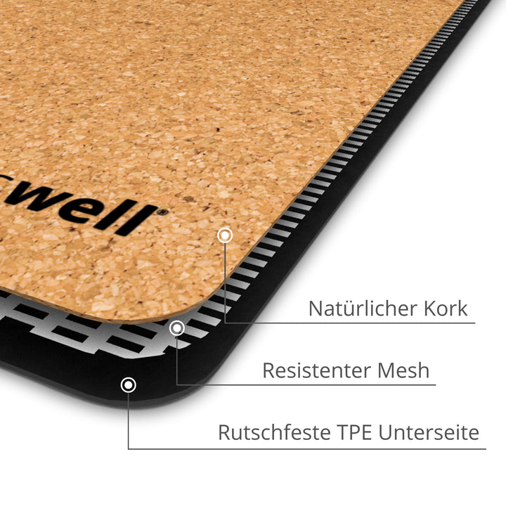 Yogamatte Kork 4mm mit Hilfslinien, Pilatesmatte inkl. Tasche - Bild 4