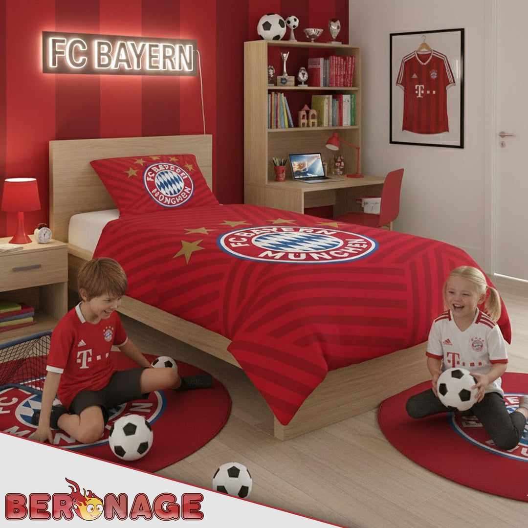FC Bayern Bettwäsche 135x200 cm Baumwolle Renforcé Rot Fussball - Bild 6