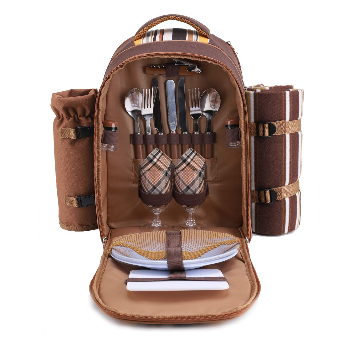 Picknickrucksack 2 Personen mit Kühlfach, Decke und Besteck-Set