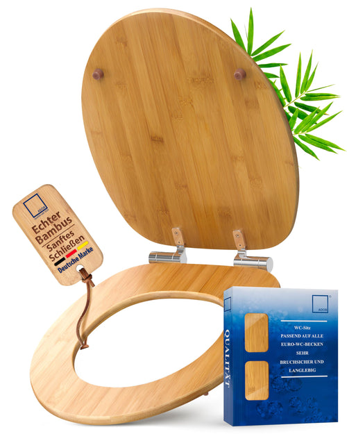 WC Sitz Bambus dunkel oval mit Absenkautomatik & Edelstahlscharnier