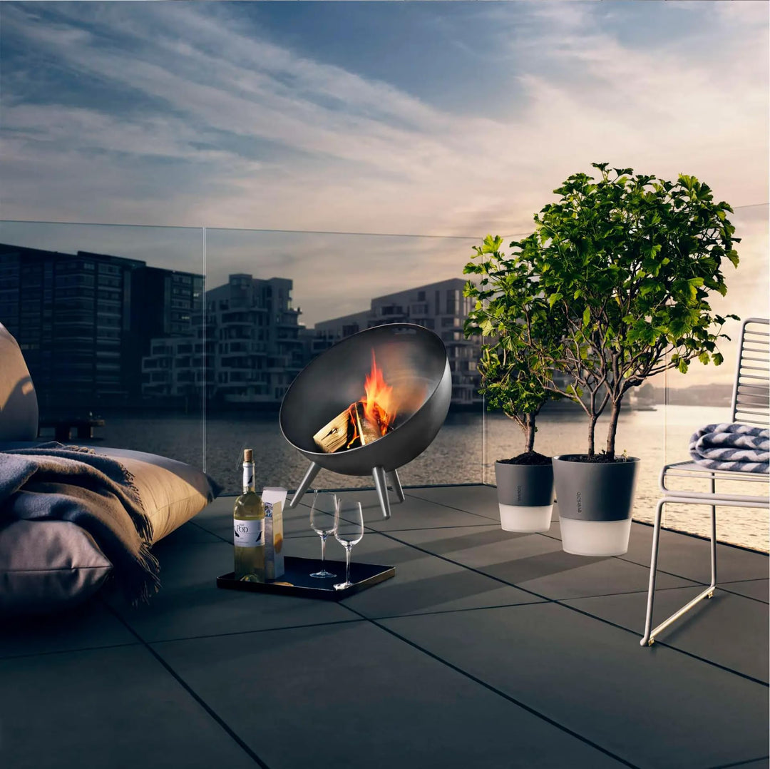 Feuerschale Halbkugel Aluminium Ø64cm mit Windschutz für Terrasse - Bild 4