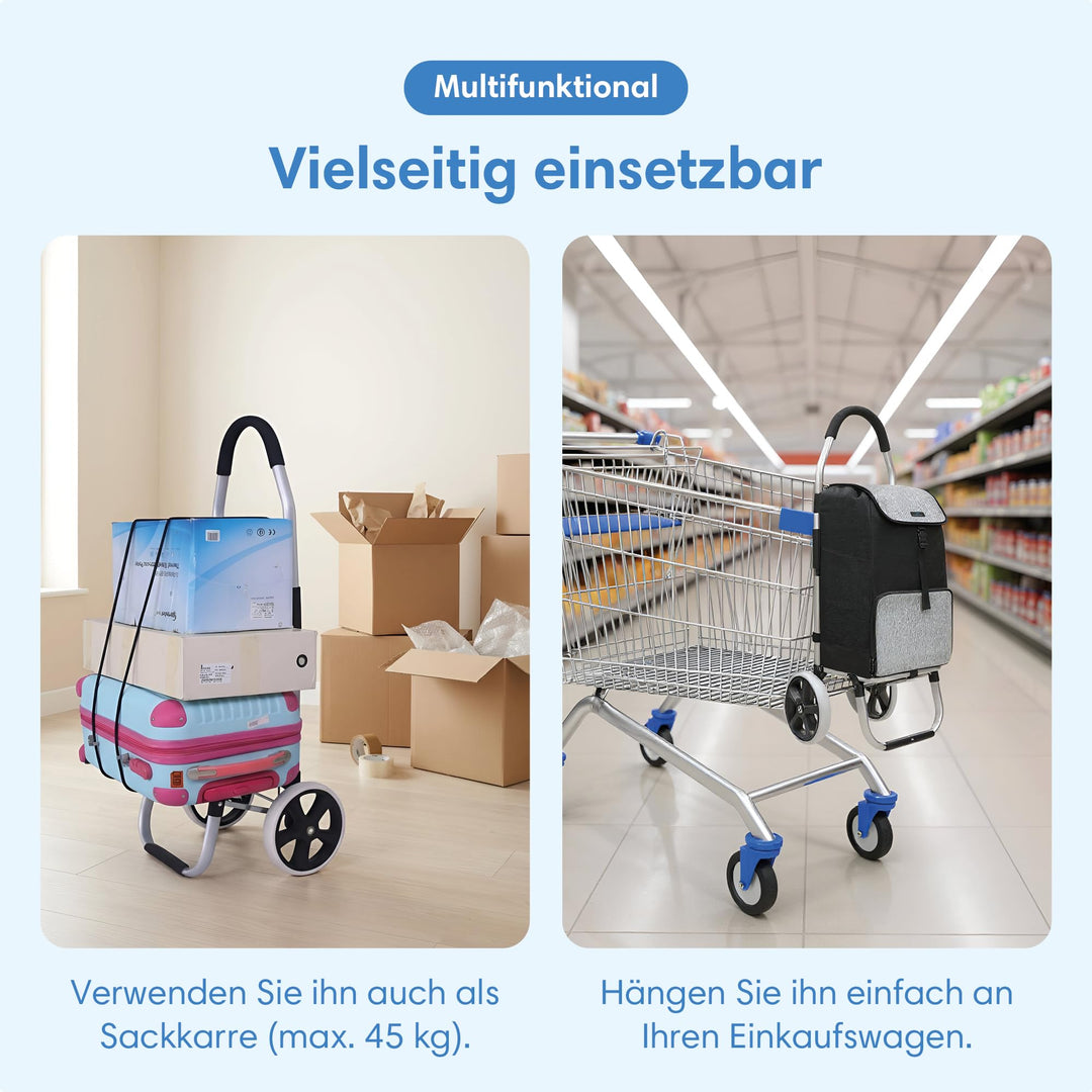 Einkaufstrolley XXL 45L klappbar mit Kühlfach und Sackkarren-Funktion - Bild 6