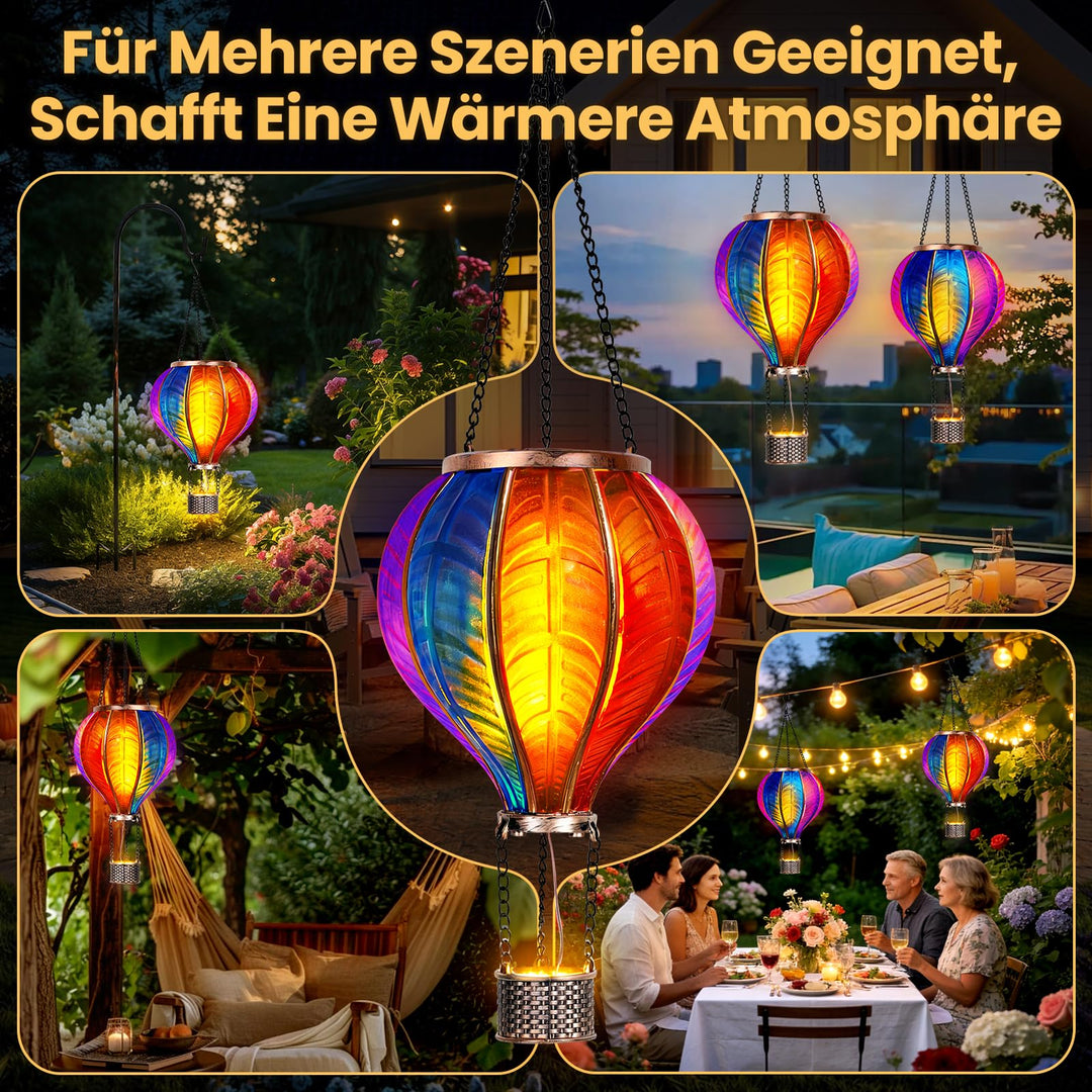Solar Heissluftballon Laterne 2er-Set 46,5x13,8 cm Flammeneffekt Garten - Bild 7