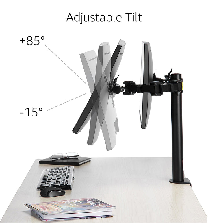 Dual Monitor Tischhalterung Stahl schwarz 13–27 Zoll höhenverstellbar - Bild 7