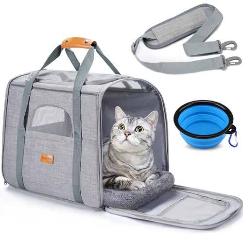Katzentransportbox Oxford-Gewebe 47x32x36 cm bis 9 kg hellgrau