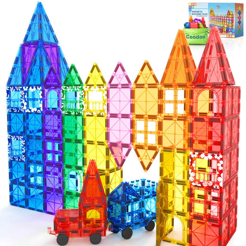 Magnetische Bausteine 100-teilig mit 2 Autos für Kinder ab 3
