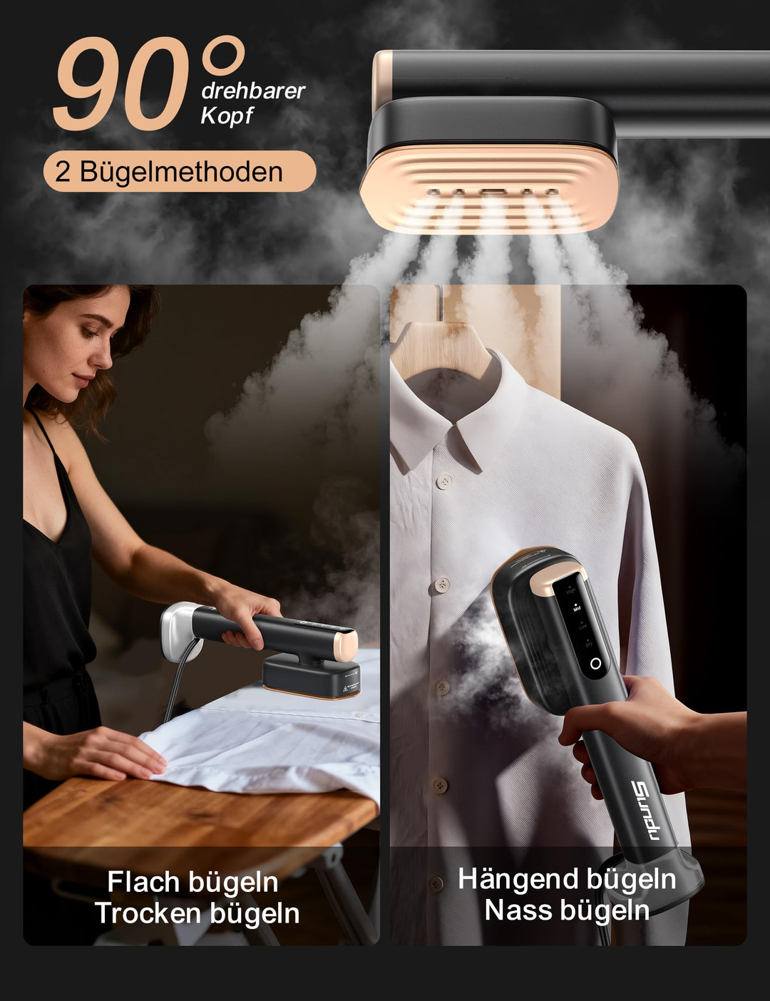 Dampfglätter Reisebügeleisen Keramik 2 Wassertanks 280 ml 1200W - Bild 7