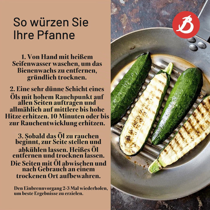 Grillpfanne Stahlblech 32 cm Induktion Lyoner Schliff - Bild 3