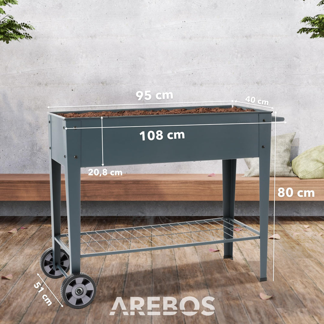 Hochbeet Metall mit Rollen 80 cm Höhe 75 L für Balkon Terrasse - Bild 7