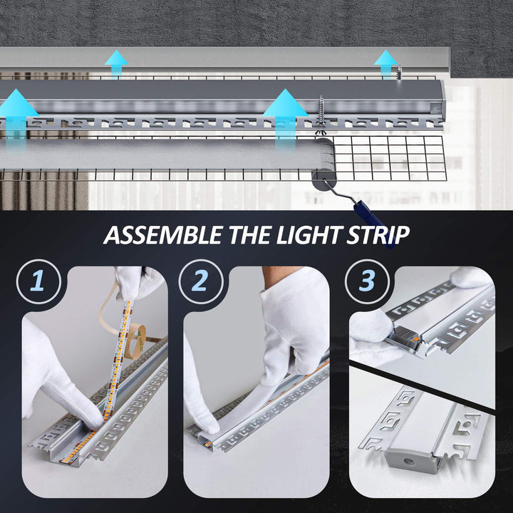 LED Unterputzprofil Aluminium 2m Set 10x für 20mm Streifen Trockenbau - Bild 5