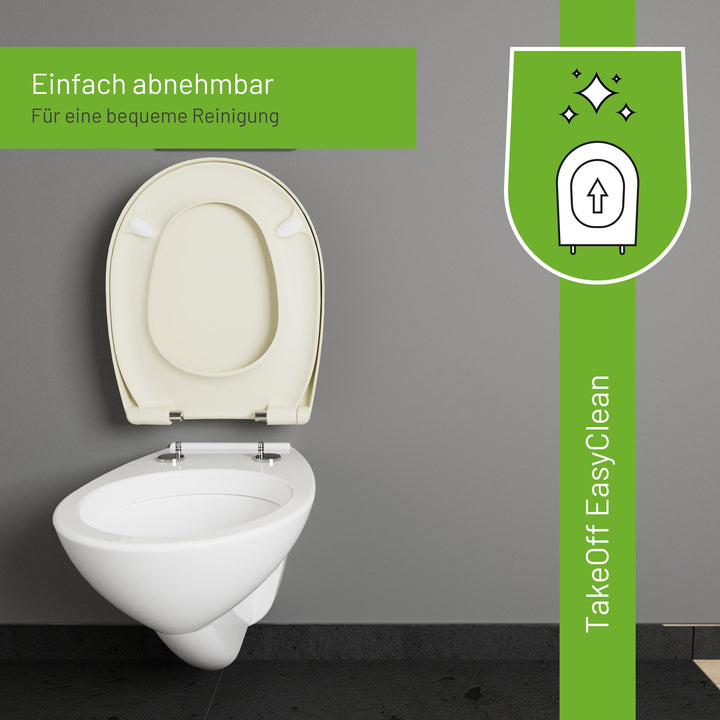 WC-Sitz Oval SoftClose Jasmin Creme Matt mit EasyClean - Bild 5