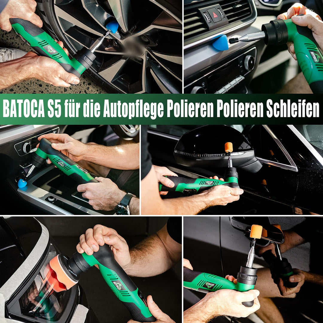 Mini Poliermaschine Akku 3-in-1 Rotation &amp; Exzenter 6 Stufen für Autopflege - Bild 2