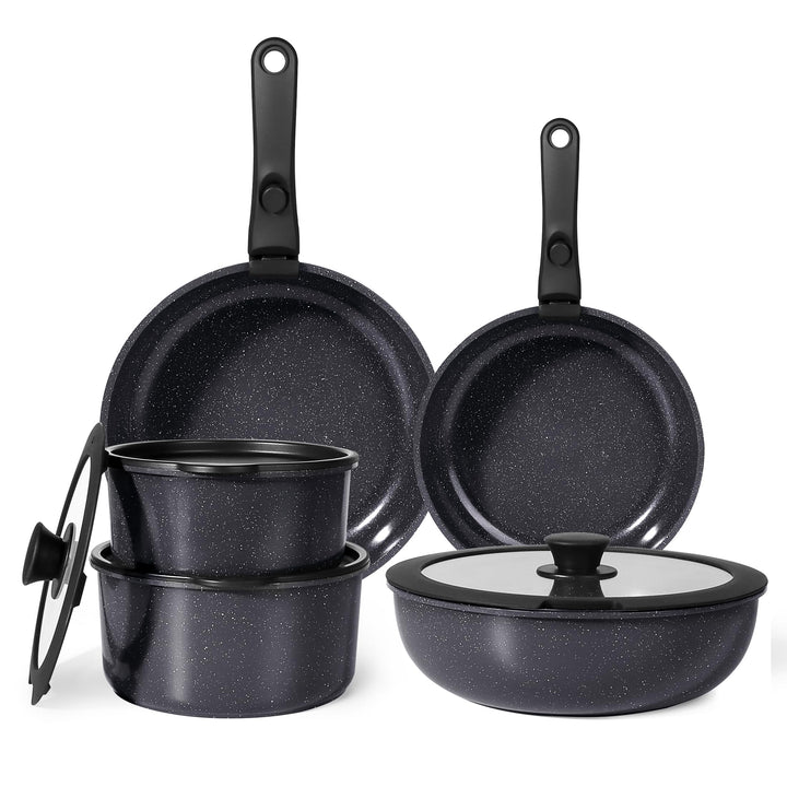 Topfset mit abnehmbarem Griff 11-teilig Granit-Antihaft Induktion
