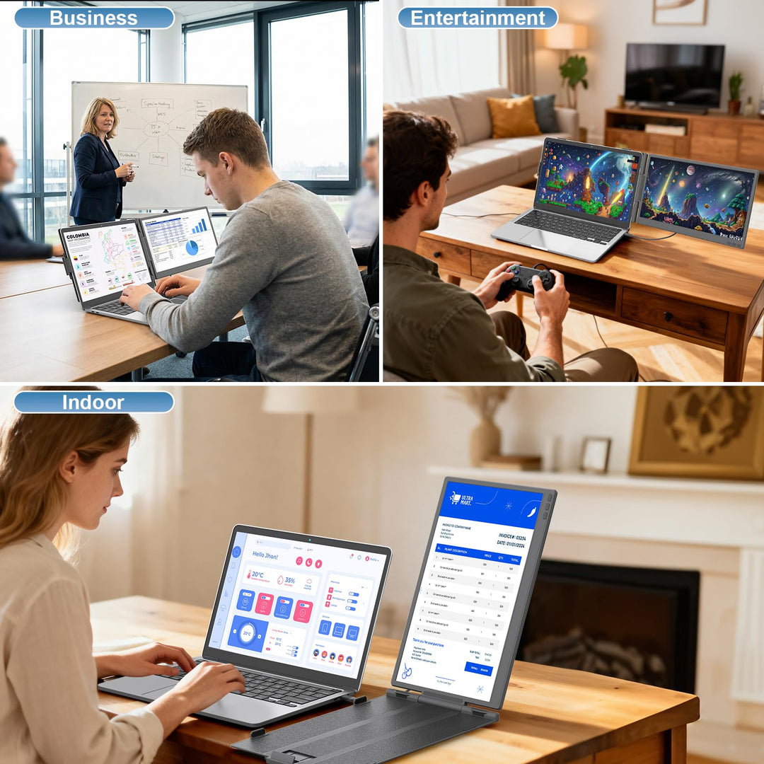 Laptop Bildschirm Erweiterung 14 Zoll FHD IPS Dual Screen für 13–17 Zoll - Bild 8