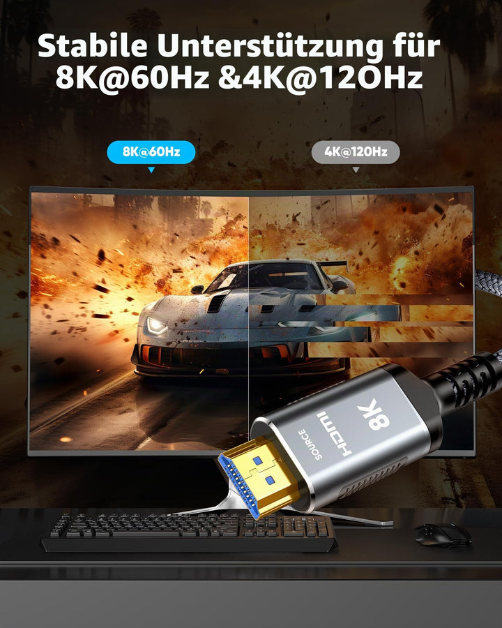 Glasfaser HDMI 2.1 Kabel 20m 8K@60Hz 48Gbps für TV Gaming - Bild 8